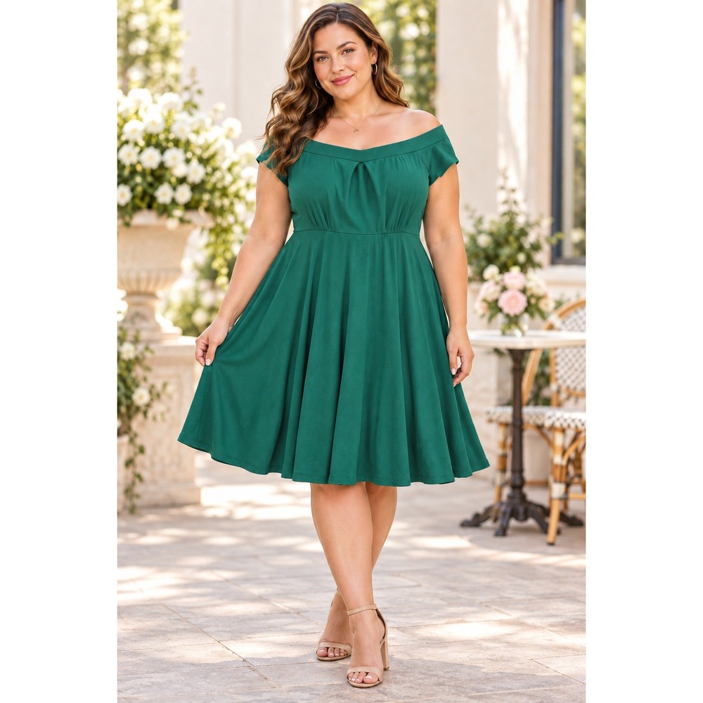 Torrid Skater Dress Off Shoulder Emerald Green Women 10 Romantic Feminine Party